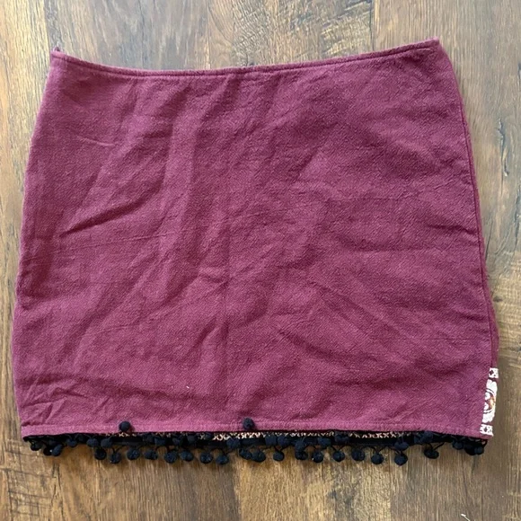Altar'd State Burgundy Embroidered Mini Skirt - Picture 4 of 5